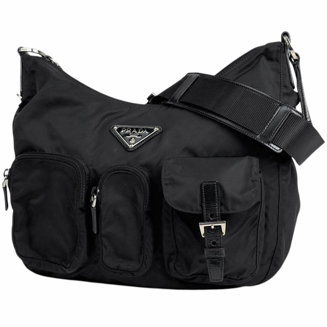 Prada PRADA Logo Plate Shoulder Bag Messenger Nylon Nero (Black) BT0523 Women's: --- Catalog ---Category: SizeSize (HxWxD): 26cm x 32cm x 12cm / 10.23'' x 12.59'' x 4.72''Category: DesignType: Messenger bag, Shoulder bagColor: BlackGender: WomenMaterial: Nylon , Leather Category: 