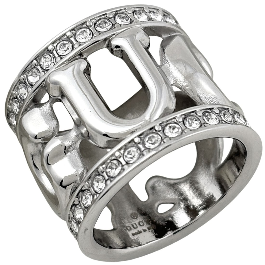 Gucci logo scarf ring, crystal metal, silver, women's.: --- Catalog ---Category: DesignType: Scarf ringColor: SilverGender: WomenMaterial: Metal Category: GeneralBrand: GucciCategory: Physical PropertiesSize (HxWxD): 2cm x 2cm / 0.78'' x 0.78''--- Item Lis