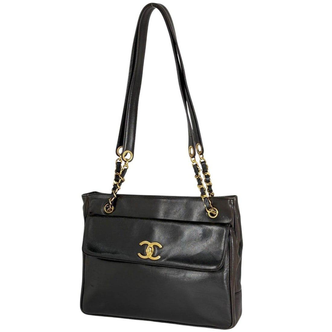 Chanel Coco Mark Chain Tote Bag Shoulder Leather Black Women's: --- Catalog ---Category: SizeSize (HxWxD): 24cm x 31.5cm x 8cm / 9.44'' x 12.4'' x 3.14''Category: DesignType: Shoulder bag, Tote bagColor: BlackGender: WomenMaterial: Leather Category: GeneralBrand: 