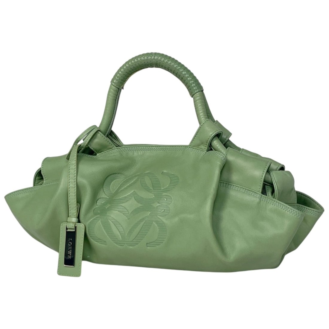 Loewe Nappa Aire Anagram Handbag, Leather, Green, Women's: --- Catalog ---Category: SizeSize (HxWxD): 18cm x 40cm x 10cm / 7.08'' x 15.74'' x 3.93''Category: DesignType: HandbagColor: GreenGender: WomenMaterial: Leather Category: GeneralLine: Nappa AireBrand: