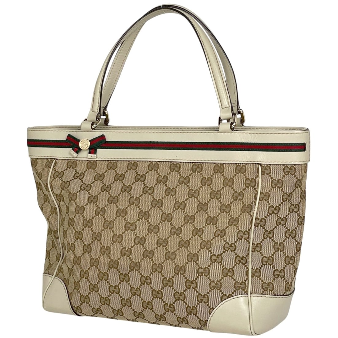 Gucci GG pattern tote bag, Mayfair, Sherry line, canvas, beige/ivory, 257061, women's.: --- Catalog ---Category: SizeSize (HxWxD): 25.5cm x 29cm x 11.5cm / 10.03'' x 11.41'' x 4.52''Category: DesignType: Tote bagColor: Beige, IvoryGender: WomenMaterial: GG canvas , Leather Category: Gene