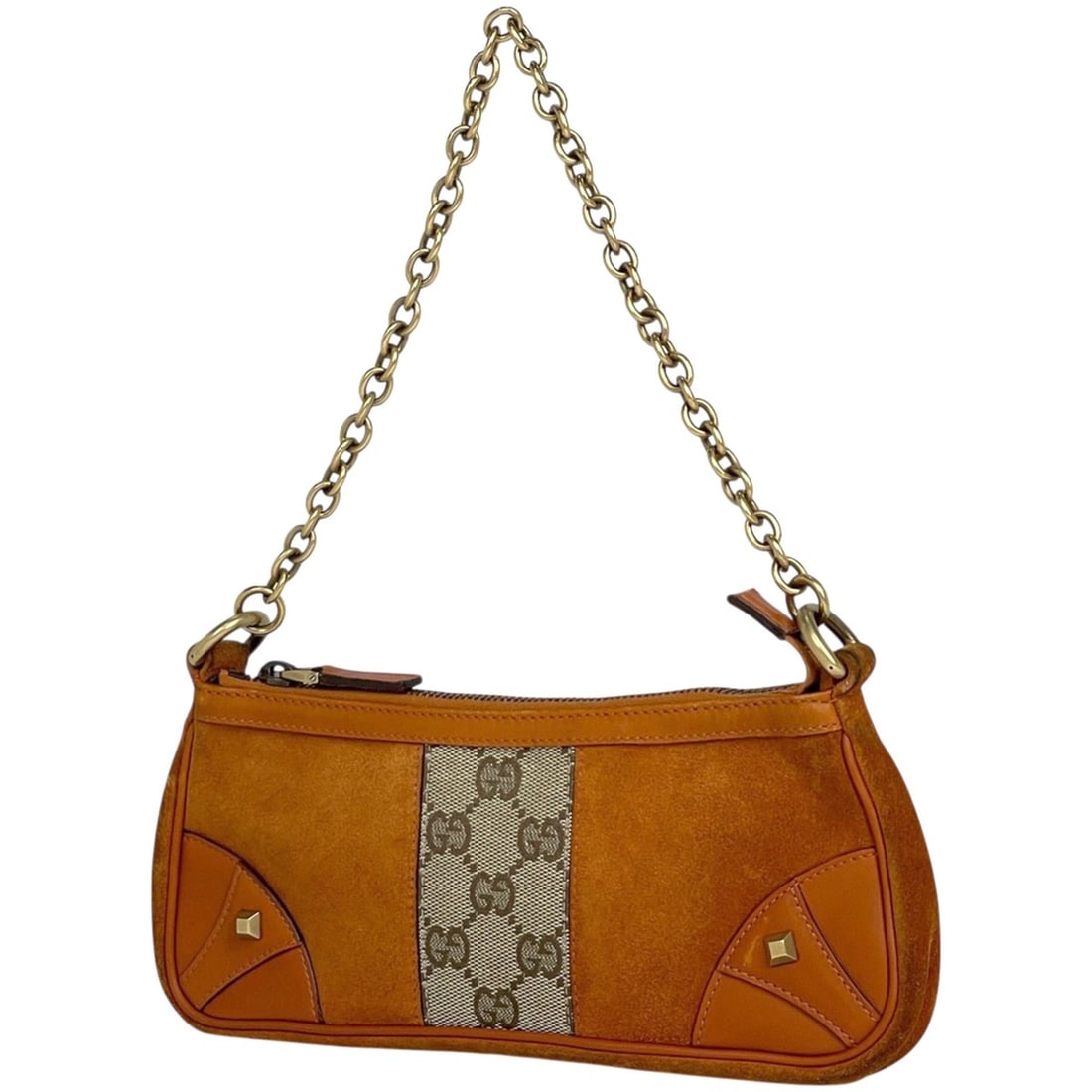 Gucci GG pattern chain handbag, canvas, terracotta, 120940, women's.: --- Catalog ---Category: SizeSize (HxWxD): 10.5cm x 23cm x 4cm / 4.13'' x 9.05'' x 1.57''Category: DesignType: HandbagGender: WomenMaterial: GG canvas , Suede Category: GeneralLine: GG CanvasBrand: Gu