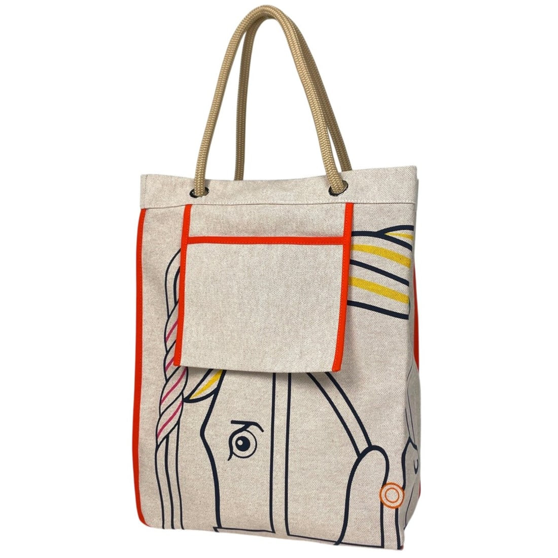 Hermes HERMES Beach Bag Quadrière Tote Toile H Natural Blue Yellow Women's: --- Catalog ---Category: SizeSize (HxWxD): 46cm x 33cm x 18cm / 18.11'' x 12.99'' x 7.08''Category: DesignType: Beach bag, Tote bagColor: Blue, Natural, YellowGender: WomenMaterial: Toile H Category: 