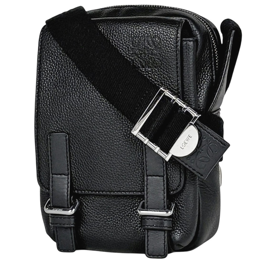 Loewe Military Crossbody XS Shoulder Bag, Leather, Black, Women's: --- Catalog ---Category: SizeSize (HxWxD): 20cm x 13cm x 7cm / 7.87'' x 5.11'' x 2.75''Category: DesignType: Shoulder bagColor: BlackGender: WomenMaterial: Leather Category: GeneralBrand: Loewe--- Ite