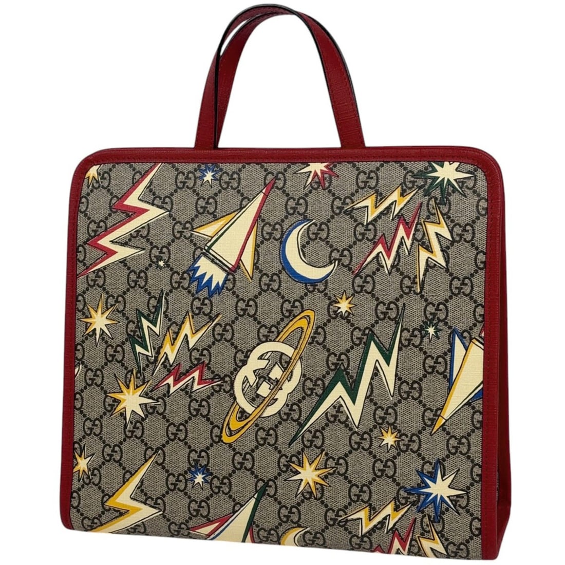 Gucci GG pattern tote bag, children's, space print, coated canvas, 605614, women's.: --- Catalog ---Category: SizeSize (HxWxD): 25.5cm x 28.5cm x 10cm / 10.03'' x 11.22'' x 3.93''Category: DesignType: Tote bagGender: WomenMaterial: Coated canvas , Leather Category: GeneralBrand: Gucci