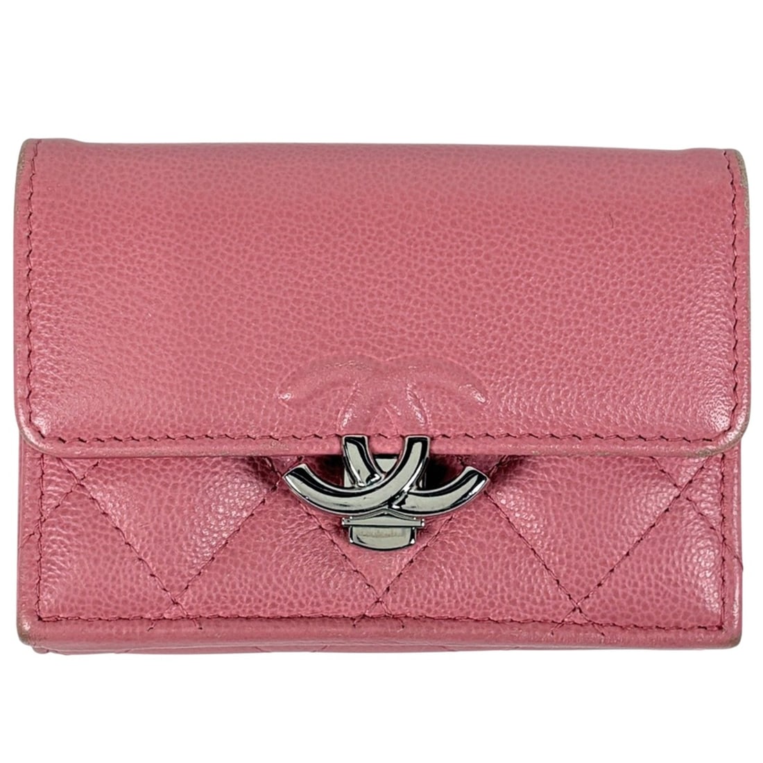 Chanel Coco Mark Tri-fold Wallet, Half Matelassé Caviar Skin, Pink, Women's: --- Catalog ---Category: SizeSize (HxWxD): 7.5cm x 10.5cm x 2cm / 2.95'' x 4.13'' x 0.78''Category: DesignType: Wallet (tri-fold)Color: PinkGender: WomenMaterial: Grained Calfskin Category: GeneralBra