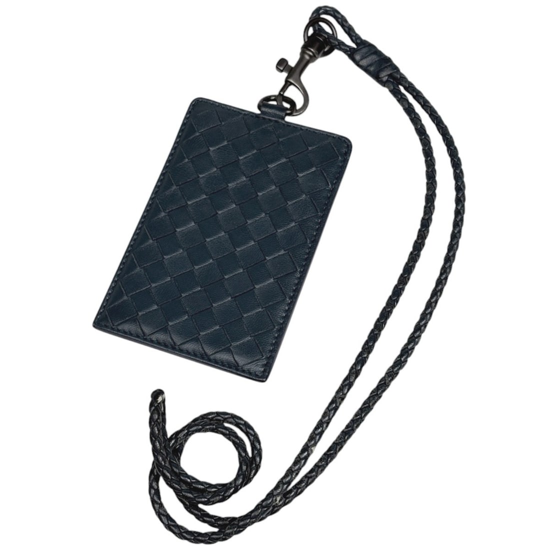 Bottega Veneta Intrecciato Business Card Holder/Card Case, 2-Way, Leather, Blue, Women's (1 of 8)
