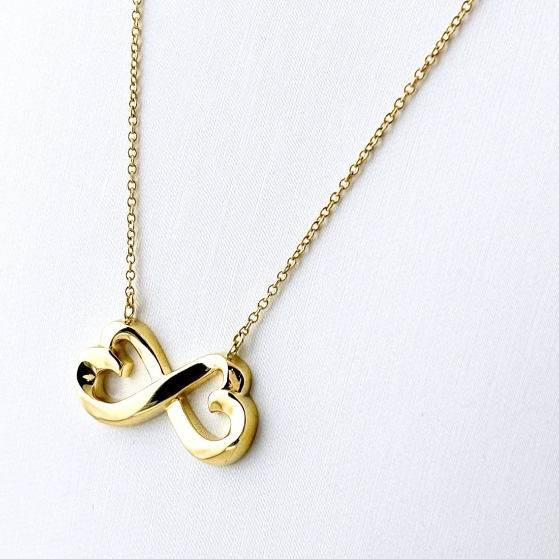 Tiffany & Co. Double Loving Heart Necklace, Yellow Gold (YG), Pendant 750, Women's: --- Catalog ---Category: SizePendant Size: 21.8mm x 11.5mm / 0.85'' x 0.45''Neck Circumference: 47 cm / 18.5''Category: DesignGender: WomenMaterial: Yellow gold (18K)Pendant Type: PendantNecklace Type