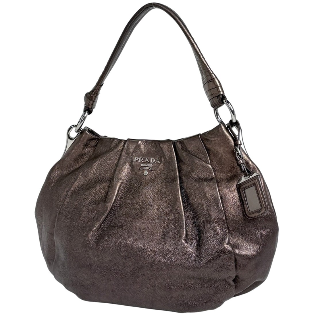 Prada PRADA Logo Shoulder Bag Leather Bronze Women's (1 of 7)