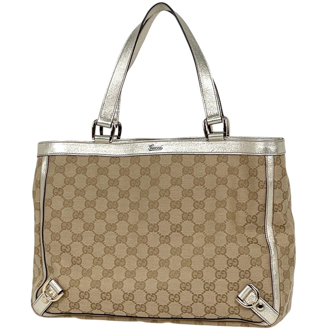 Gucci GG pattern tote bag, Abbey canvas, beige and gold, 170004, women's.: --- Catalog ---Category: SizeSize (HxWxD): 25cm x 32cm x 8.5cm / 9.84'' x 12.59'' x 3.34''Category: DesignType: Tote bagColor: Beige, GoldGender: WomenMaterial: GG canvas , Leather Category: GeneralBr