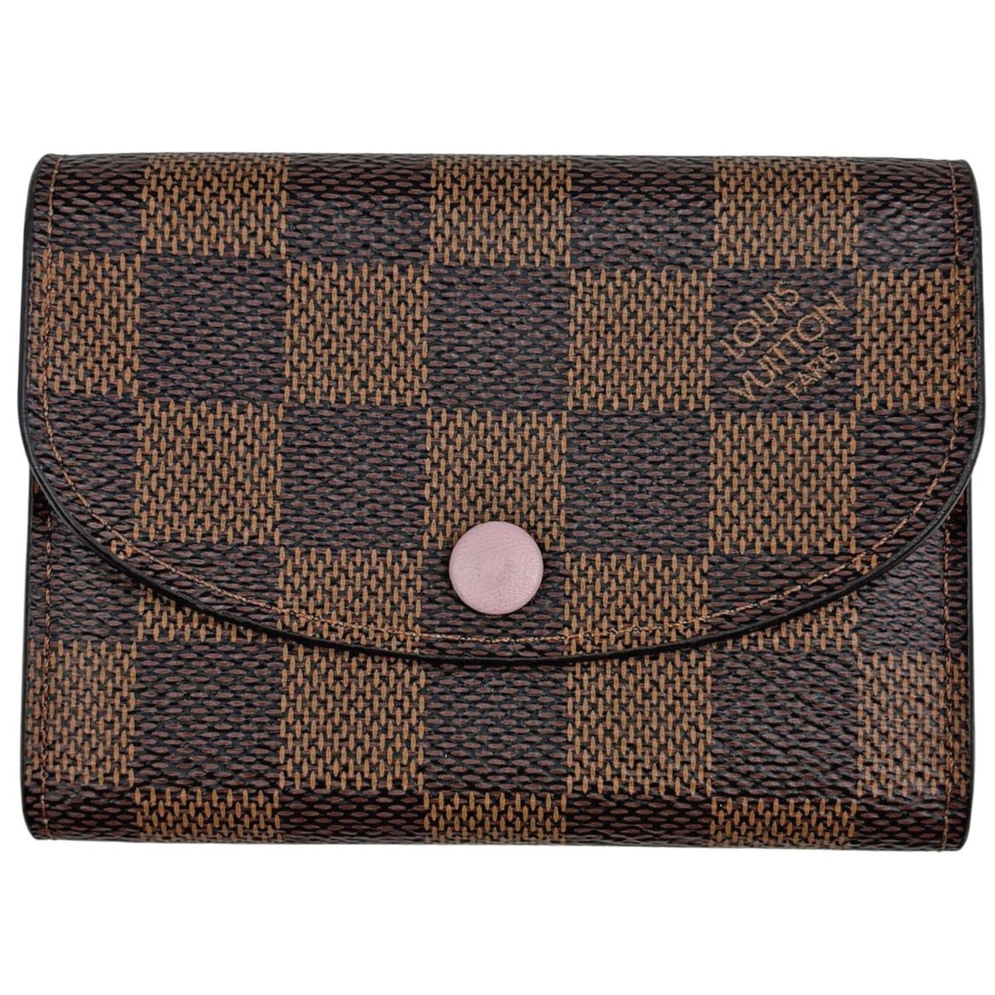Louis Vuitton Portemonnaie Rosalie Wallet/Coin Case, Damier Brown, Rose Ballerine (Pink), N64423,: --- Catalog ---Category: SizeSize (HxWxD): 8cm x 11cm x 1.5cm / 3.14'' x 4.33'' x 0.59''Category: DesignType: Coin purse/coin caseColor: Brown, Pink, Rose ballerineGender: WomenMaterial: Damier Canvas