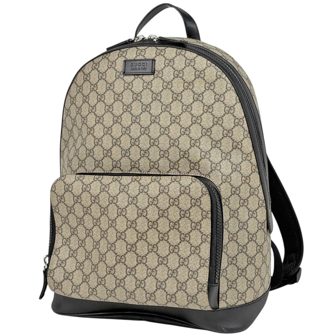 Gucci GG pattern backpack, coated canvas, beige/black, 406370, women's. (1 of 7)