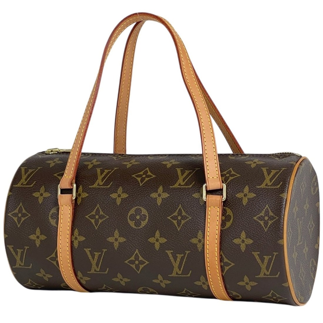 Louis Vuitton Papillon 26 Barrel Bag (cylindrical, older model) handbag, Monogram Brown, M51386,: --- Catalog ---Category: SizeSize (HxWxD): 13cm x 27cm x 13cm / 5.11'' x 10.62'' x 5.11''Category: DesignType: HandbagColor: BrownGender: WomenMaterial: Monogram Category: GeneralLine: MonogramBrand: 