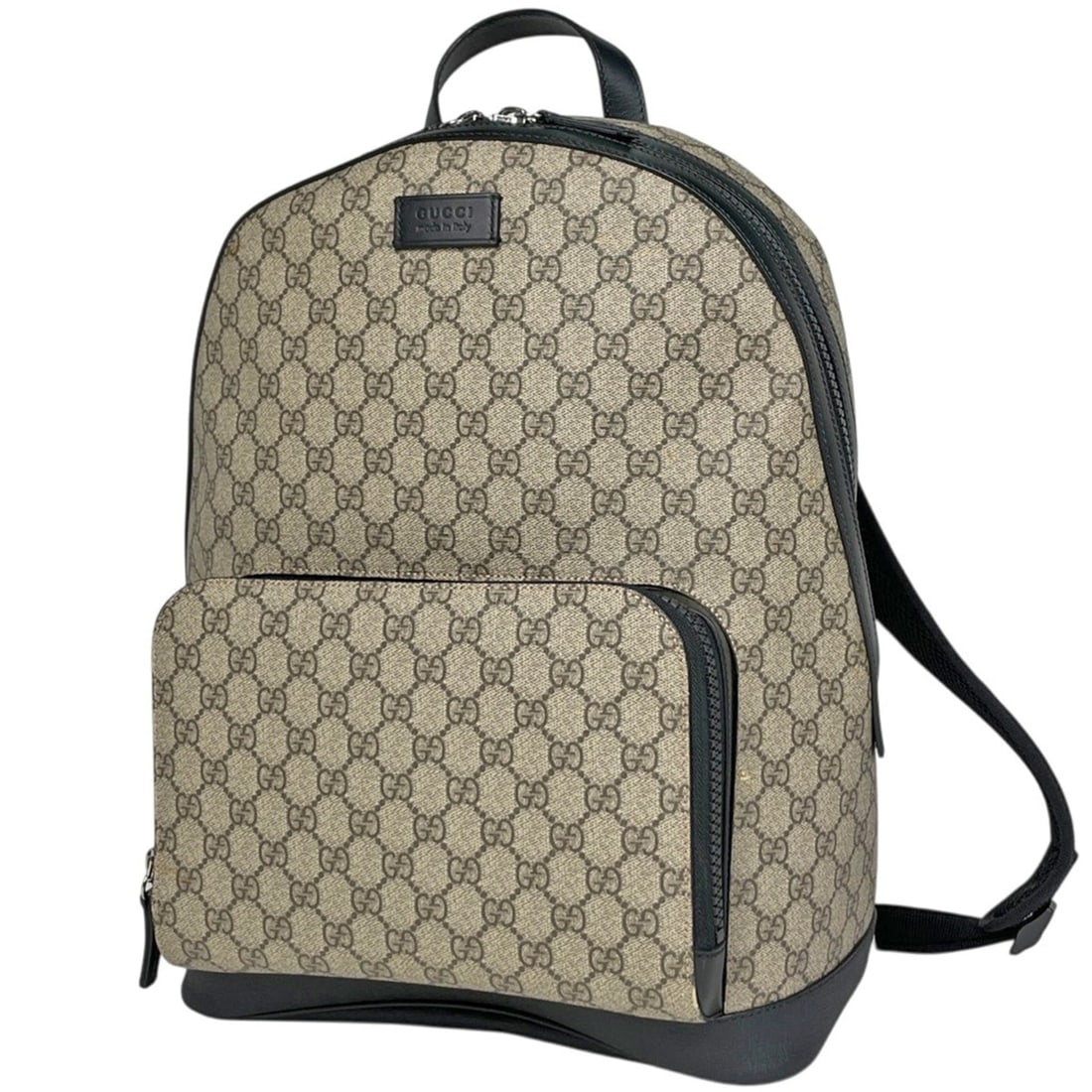 Gucci GG Supreme Backpack, Coated Canvas, Beige/Black, 406370, Women's: --- Catalog ---Category: SizeSize (HxWxD): 40.5cm x 31cm x 13cm / 15.94'' x 12.2'' x 5.11''Category: DesignType: BackpackColor: Beige, BlackGender: WomenMaterial: GG Supreme , Coated canvas , Leather 
