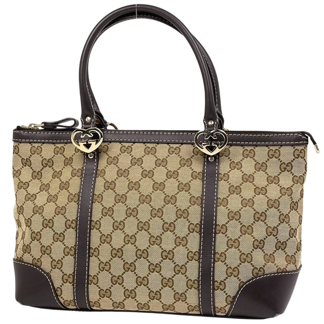 Gucci GG Pattern Lovely Tote Bag, Canvas, Beige/Brown, 257069, Women's: --- Catalog ---Category: SizeSize (HxWxD): 22cm x 31.5cm x 13cm / 8.66'' x 12.4'' x 5.11''Category: DesignType: Tote bagColor: Beige, BrownGender: WomenMaterial: GG canvas , Leather Category: GeneralB