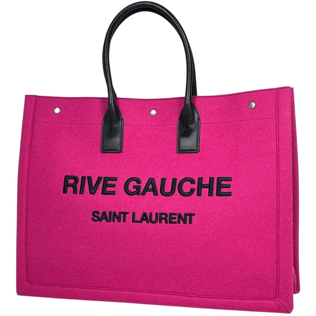 Saint Laurent Rive Gauche Tote Bag, Felt, Pink & Black, 499290, Women's: --- Catalog ---Category: SizeSize (HxWxD): 36cm x 48cm x 17.5cm / 14.17'' x 18.89'' x 6.88''Category: DesignType: Tote bagColor: Black, PinkGender: WomenMaterial: Felt , Leather Category: GeneralBrand