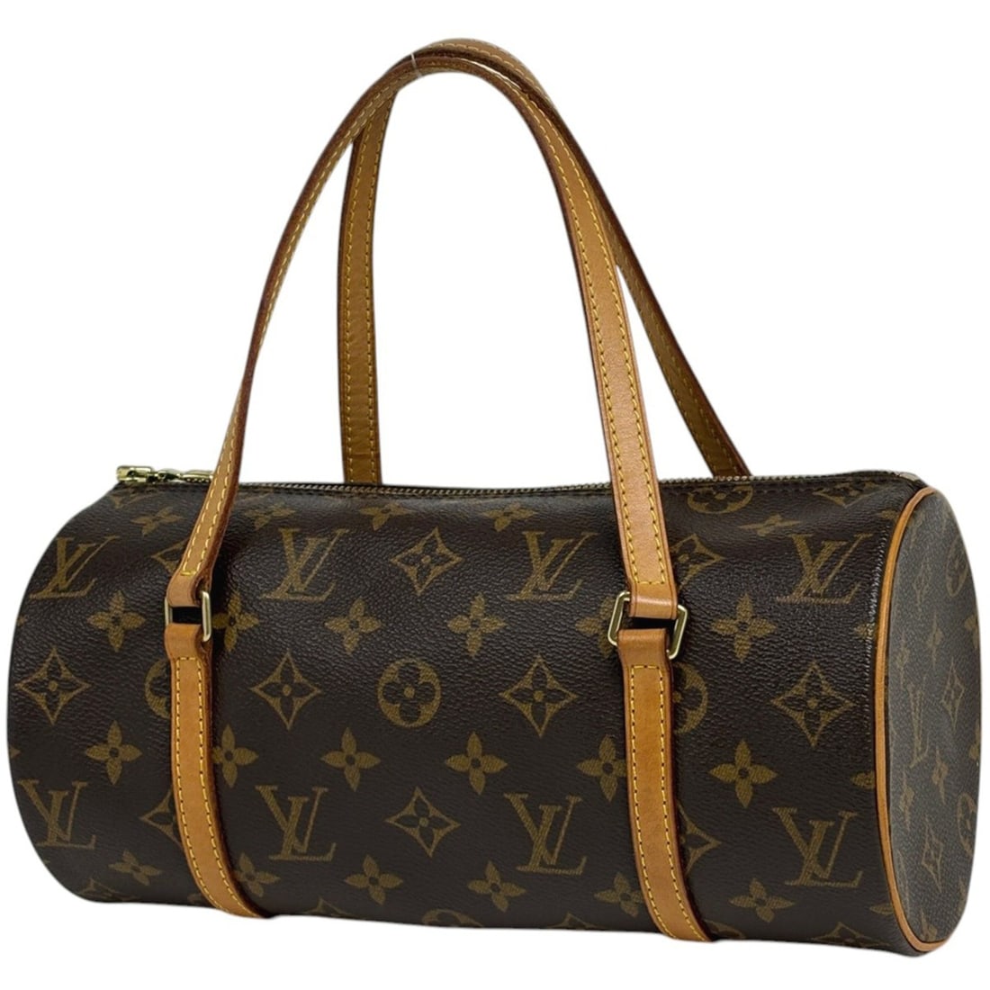 Louis Vuitton Papillon 26 Barrel Bag (cylindrical, older model) handbag, Monogram Brown, M51386,: --- Catalog ---Category: SizeSize (HxWxD): 13cm x 27cm x 13cm / 5.11'' x 10.62'' x 5.11''Category: DesignType: HandbagColor: BrownGender: WomenMaterial: Monogram Category: GeneralLine: MonogramBrand: 