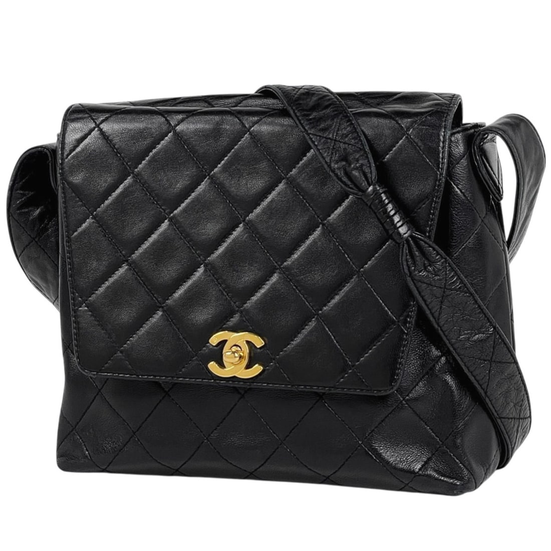 Chanel Coco Mark Shoulder Bag, Matelassé Leather, Black, Women's: --- Catalog ---Category: SizeSize (HxWxD): 18cm x 22cm x 9cm / 7.08'' x 8.66'' x 3.54''Category: DesignType: Shoulder bagColor: BlackGender: WomenMaterial: Leather Category: GeneralLine: MatelasseBran