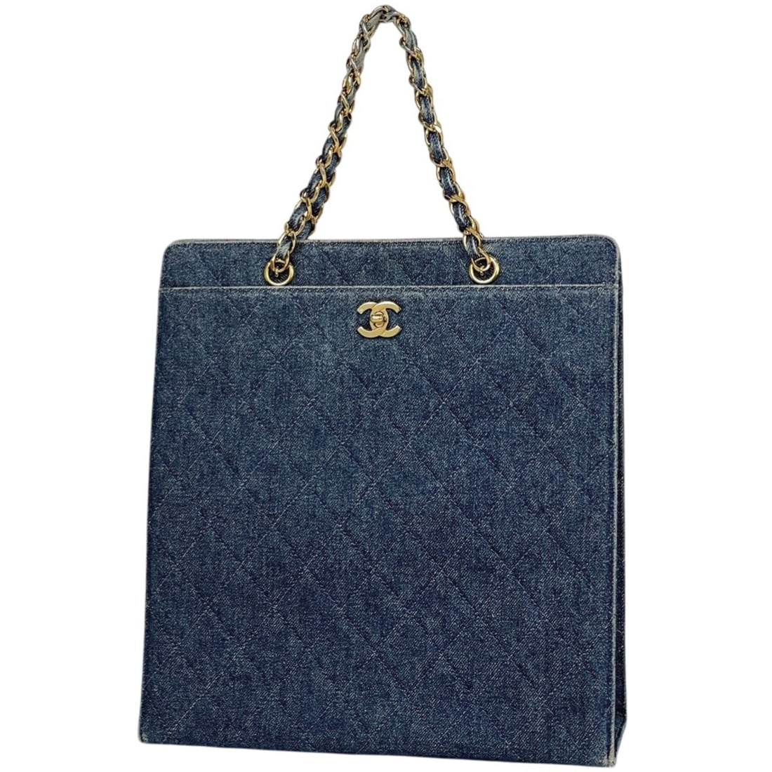 Chanel Coco Mark Chain Tote Bag Handbag Matelassé Denim Blue Women's: --- Catalog ---Category: SizeSize (HxWxD): 32cm x 31cm x 11cm / 12.59'' x 12.2'' x 4.33''Category: DesignType: Handbag, Tote bagColor: BlueGender: WomenMaterial: Denim Category: GeneralLine: Matelasse