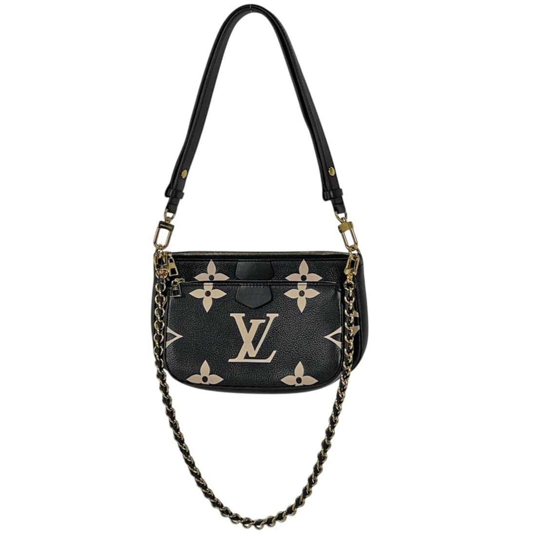 Louis Vuitton Multi Pochette Accessoires Bicolor 2-Way Pouch Shoulder Bag Monogram Empreinte Black: --- Catalog ---Category: SizeSize (HxWxD): 13cm x 23.5cm x 4cm / 5.11'' x 9.25'' x 1.57''Category: DesignType: Pochette, Shoulder bagColor: Beige, BlackGender: WomenMaterial: Monogram Empreinte Catego