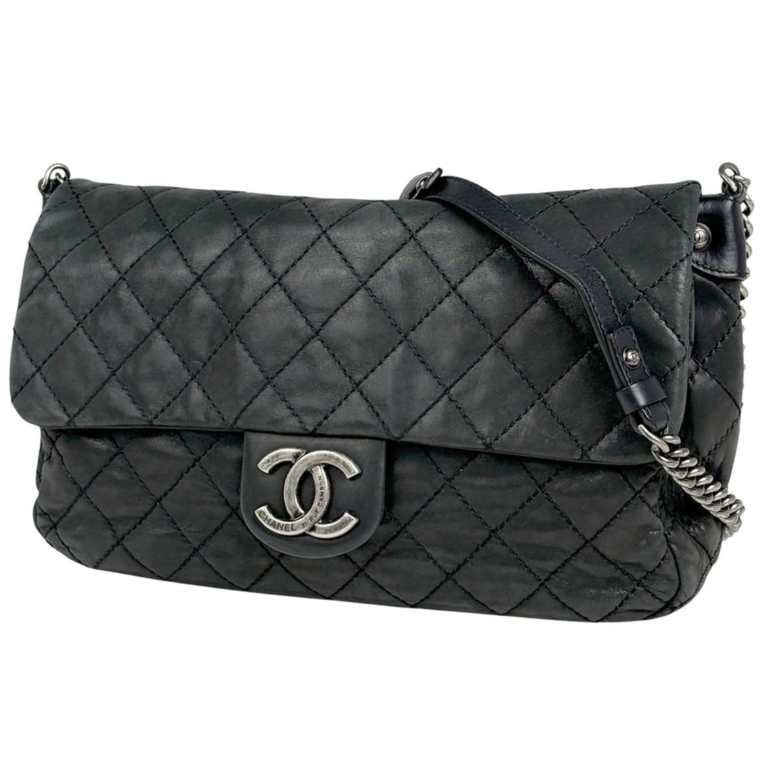 Chanel Wild Stitch Chain Shoulder Bag, Coco Mark, Fabric, Black, Women's: --- Catalog ---Category: SizeStrap Drop: 52cm / 20.47''Size (HxWxD): 18cm x 30cm x 8.5cm / 7.08'' x 11.81'' x 3.34''Category: DesignType: Shoulder bagColor: BlackGender: WomenMaterial: Fabric , Leathe