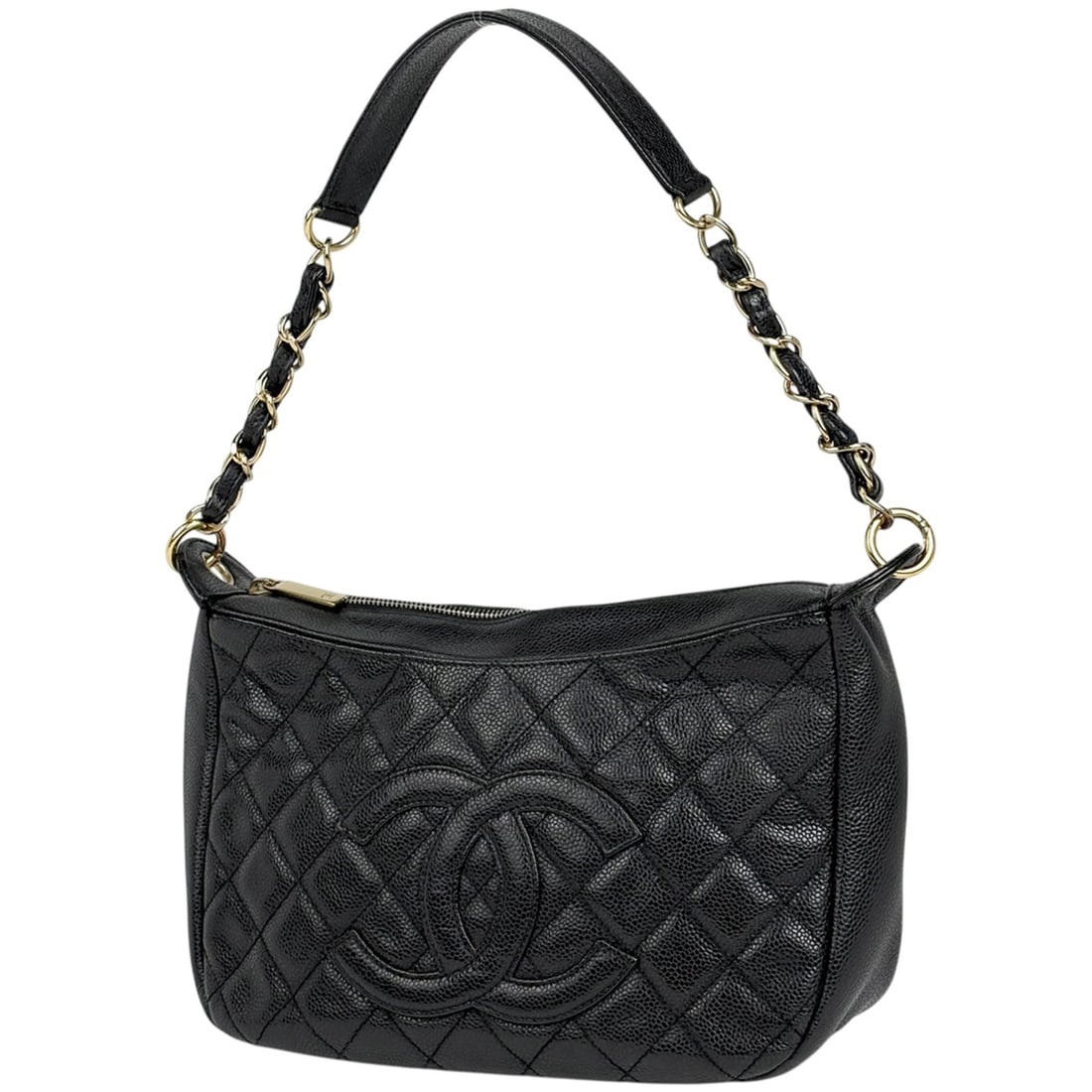 Chanel Coco Mark Chain Shoulder Bag, Matelassé Caviar Leather, Black, Women's: --- Catalog ---Category: SizeSize (HxWxD): 18cm x 25cm x 9cm / 7.08'' x 9.84'' x 3.54''Category: DesignType: Shoulder bagColor: BlackGender: WomenMaterial: Grained Calfskin Category: GeneralLine: Mate