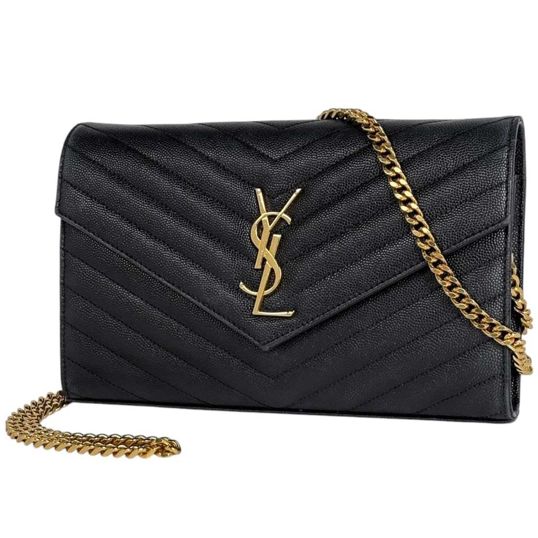 Yves Saint Laurent Cassandra Classic Chain Wallet 2-Way Shoulder Bag Leather Black 377828 Women's: --- Catalog ---Category: SizeSize (HxWxD): 14cm x 22cm x 3.5cm / 5.51'' x 8.66'' x 1.37''Category: DesignType: Shoulder bagColor: BlackGender: WomenMaterial: Leather Category: GeneralBrand: Yves Saint