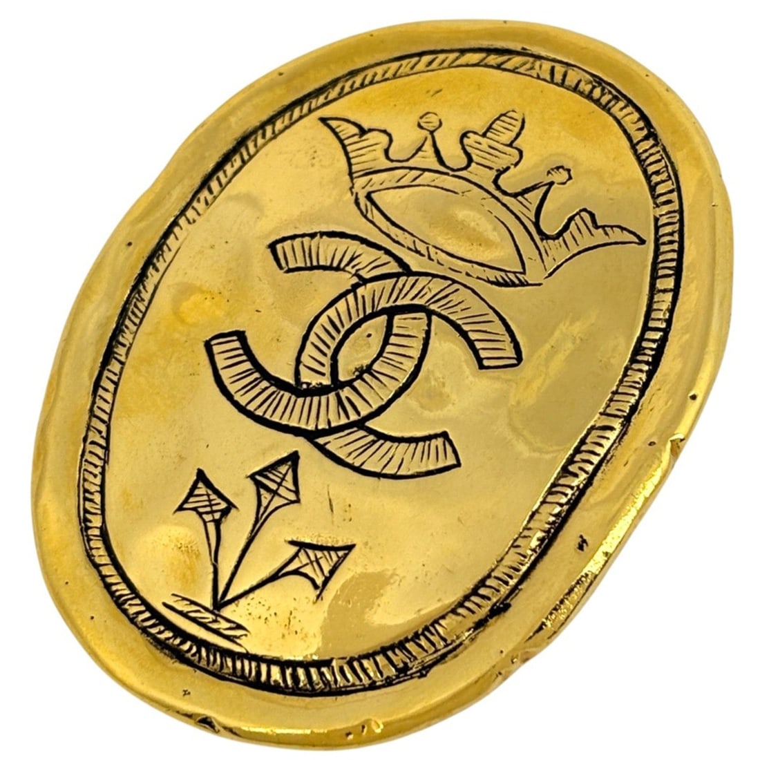 Chanel Coco Mark Brooch, GP Gold, Women's: --- Catalog ---Category: SizeSize (HxWxD): 4.4cm x 5.2cm / 1.73'' x 2.04''Category: DesignType: BroochColor: GoldGender: WomenMaterial: Gold platingCategory: GeneralBrand: Chanel--- Item List ---Secti