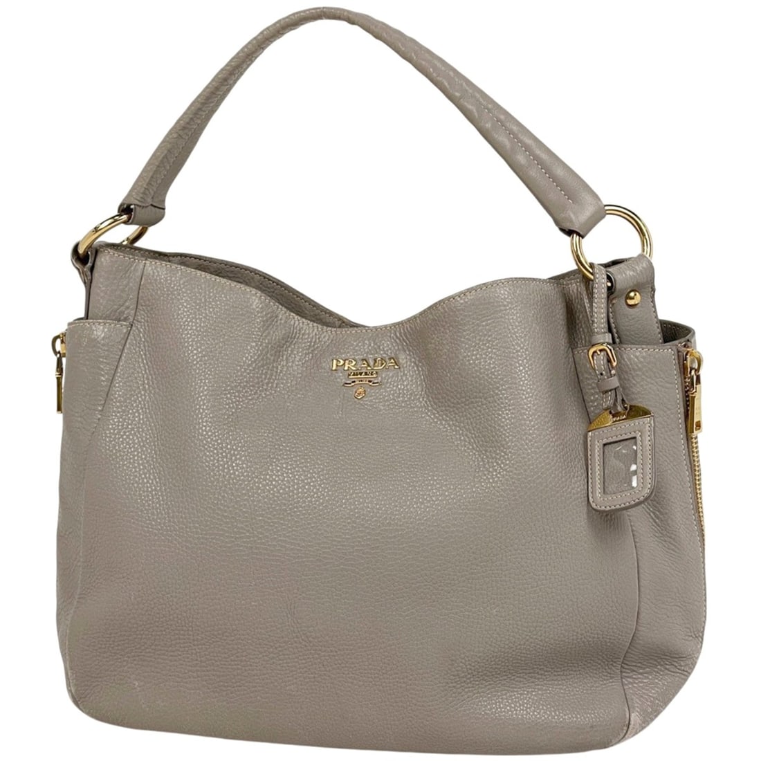 Prada PRADA Logo Shoulder Bag Leather Gray Women's: --- Catalog ---Category: SizeSize (HxWxD): 29cm x 34cm x 14cm / 11.41'' x 13.38'' x 5.51''Category: DesignType: Shoulder bagColor: GrayGender: WomenMaterial: Leather Category: GeneralBrand: Prada--- I