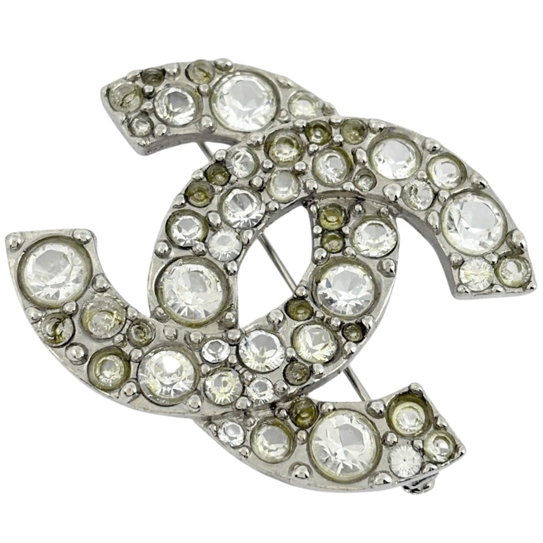 Chanel Coco Mark Rhinestone Brooch, Silver Plated, Silver, Women's: --- Catalog ---Category: SizeSize (HxWxD): 45cm x 35cm / 17.71'' x 13.77''Category: DesignType: BroochColor: SilverGender: WomenCategory: GeneralBrand: Chanel--- Item List ---Section: ConditionRanking