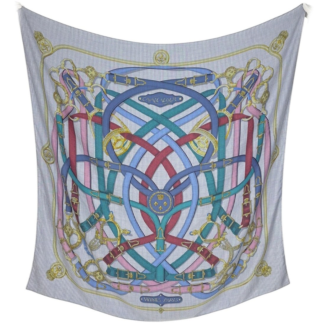 Hermes Carre 140 Cavalcadour Geant Stole, Cashmere Silk, Blue Multicolor, Women's: --- Catalog ---Category: SizeSize (LxW): 1.4m x 1.37m / 55.11'' x 53.93''Category: DesignType: StoleColor: Blue, Multi-colorGender: WomenMaterial: Cashmere 70%, Silk 30%Category: GeneralBrand: Hermes-