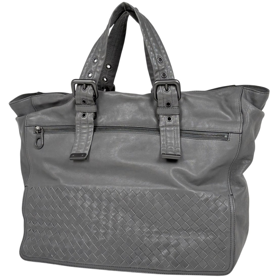 Bottega Veneta Intrecciato Tote Bag, Leather, Gray, Women's: --- Catalog ---Category: SizeSize (HxWxD): 30cm x 37cm x 14cm / 11.81'' x 14.56'' x 5.51''Category: DesignType: Tote bagColor: GrayGender: WomenMaterial: Leather Category: GeneralBrand: Bottega Veneta