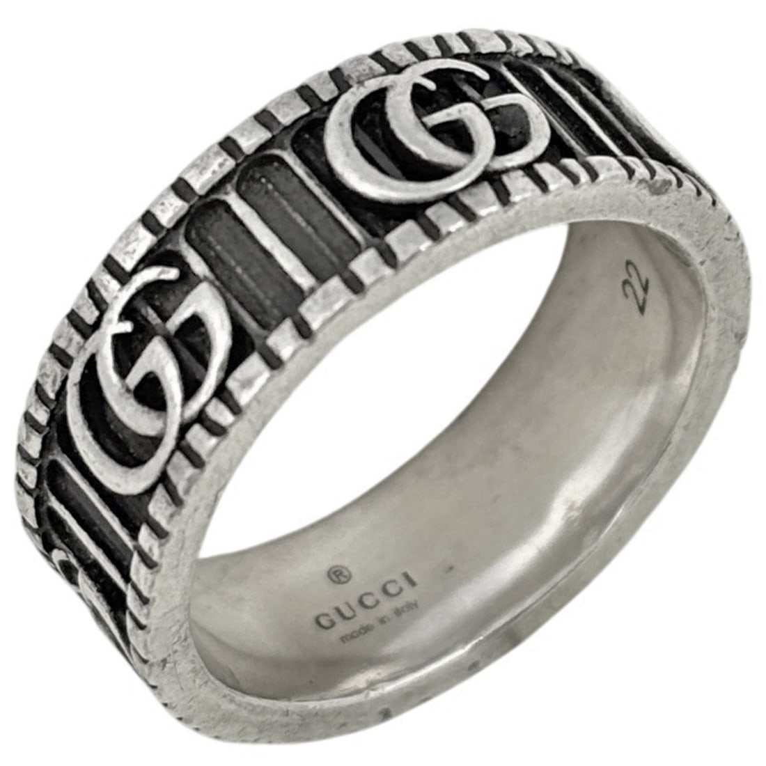 Gucci Double G Wide Ring, Sterling Silver 925, Women's Ring: --- Catalog ---Category: SizeJP Size: 20US Size: 10Category: DesignType: Band ringGender: WomenMaterial: Silver 925Category: GeneralBrand: Gucci--- Item List ---Section: ConditionRanking: Rank B Used 