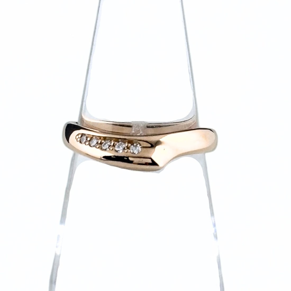 Tiffany & Co. Open Heart Band Ring, Pink Gold (PG), with small diamonds, Elsa Peretti design, 750: --- Catalog ---Category: SizeJP Size: 7.5US Size: 4Category: DesignType: Band ringGender: WomenMaterial: Pink gold (18K)Category: GeneralBrand: Tiffany--- Item List ---Section: ConditionRanking: Rank 