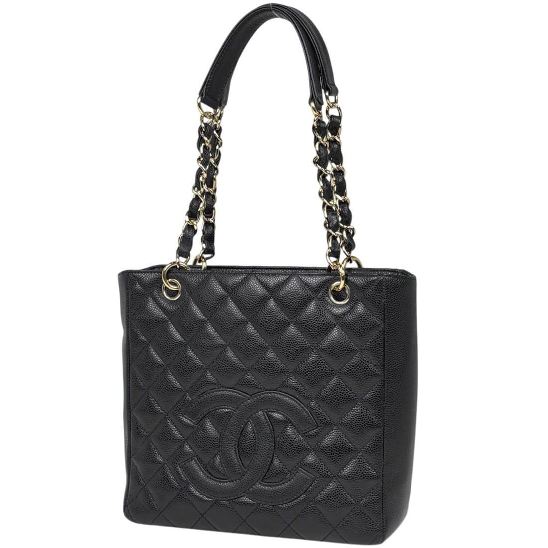 Chanel Coco Mark Chain Tote Bag Shoulder Matelassé PST Caviar Skin Black Women's: --- Catalog ---Category: SizeSize (HxWxD): 23cm x 25cm x 9cm / 9.05'' x 9.84'' x 3.54''Category: DesignType: Shoulder bag, Tote bagColor: BlackGender: WomenMaterial: Grained Calfskin Category: General