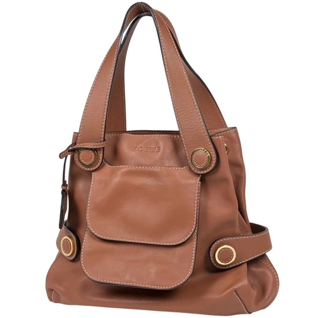 Loewe logo shoulder bag, leather, brown, women's.: --- Catalog ---Category: SizeSize (HxWxD): 30cm x 38cm x 15cm / 11.81'' x 14.96'' x 5.9''Category: DesignType: Shoulder bagColor: BrownGender: WomenMaterial: Leather Category: GeneralBrand: Loewe--- I