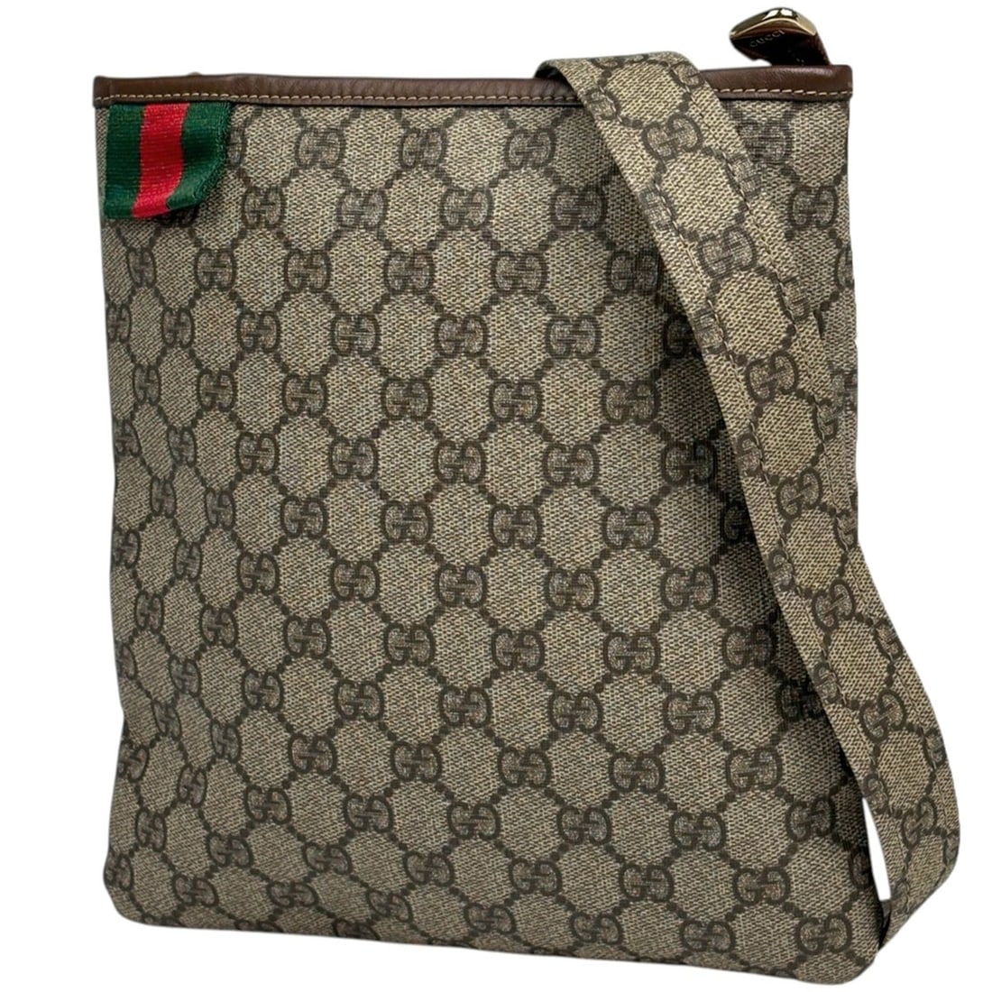 Gucci GG pattern shoulder bag, Sherry line, web coated canvas, beige/brown, 246413, women's. (1 of 10)