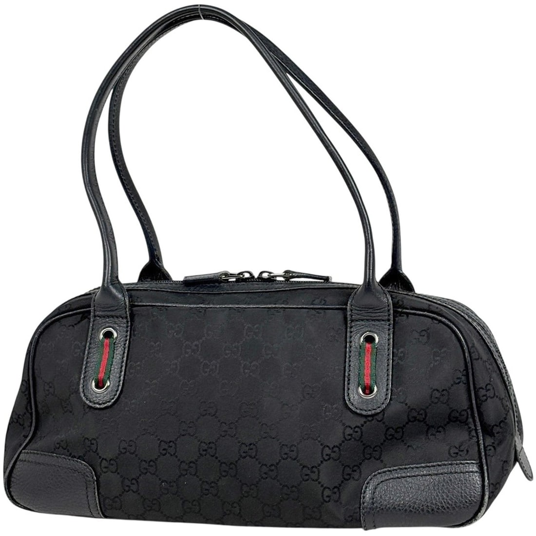 Gucci GG pattern shoulder bag, Sherry line, web nylon, black, 293594, women's.: --- Catalog ---Category: SizeSize (HxWxD): 15cm x 33cm x 13cm / 5.9'' x 12.99'' x 5.11''Category: DesignType: Shoulder bagColor: BlackGender: WomenMaterial: Nylon , Leather Category: GeneralBrand: Guc