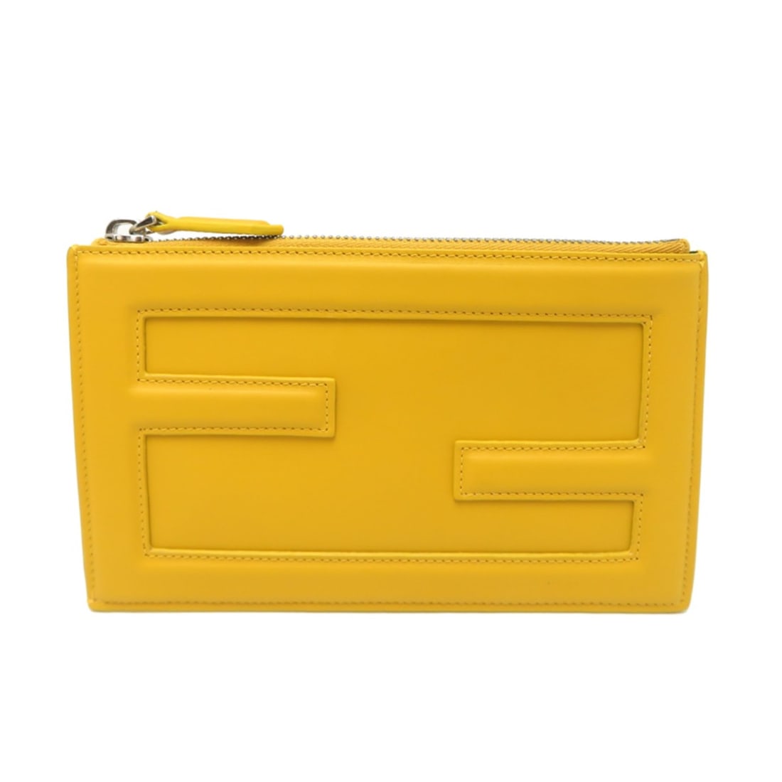 Fendi Logo Pouch, Women's/Men's, 7N0114, Leather, Yellow: --- Catalog ---Category: SizeSize (HxWxD): 10.5cm x 17.5cm / 4.13'' x 6.88''Category: DesignType: PouchColor: YellowGender: Men,WomenMaterial: Leather Category: GeneralMPN: 7N0114Brand: FendiCountry o