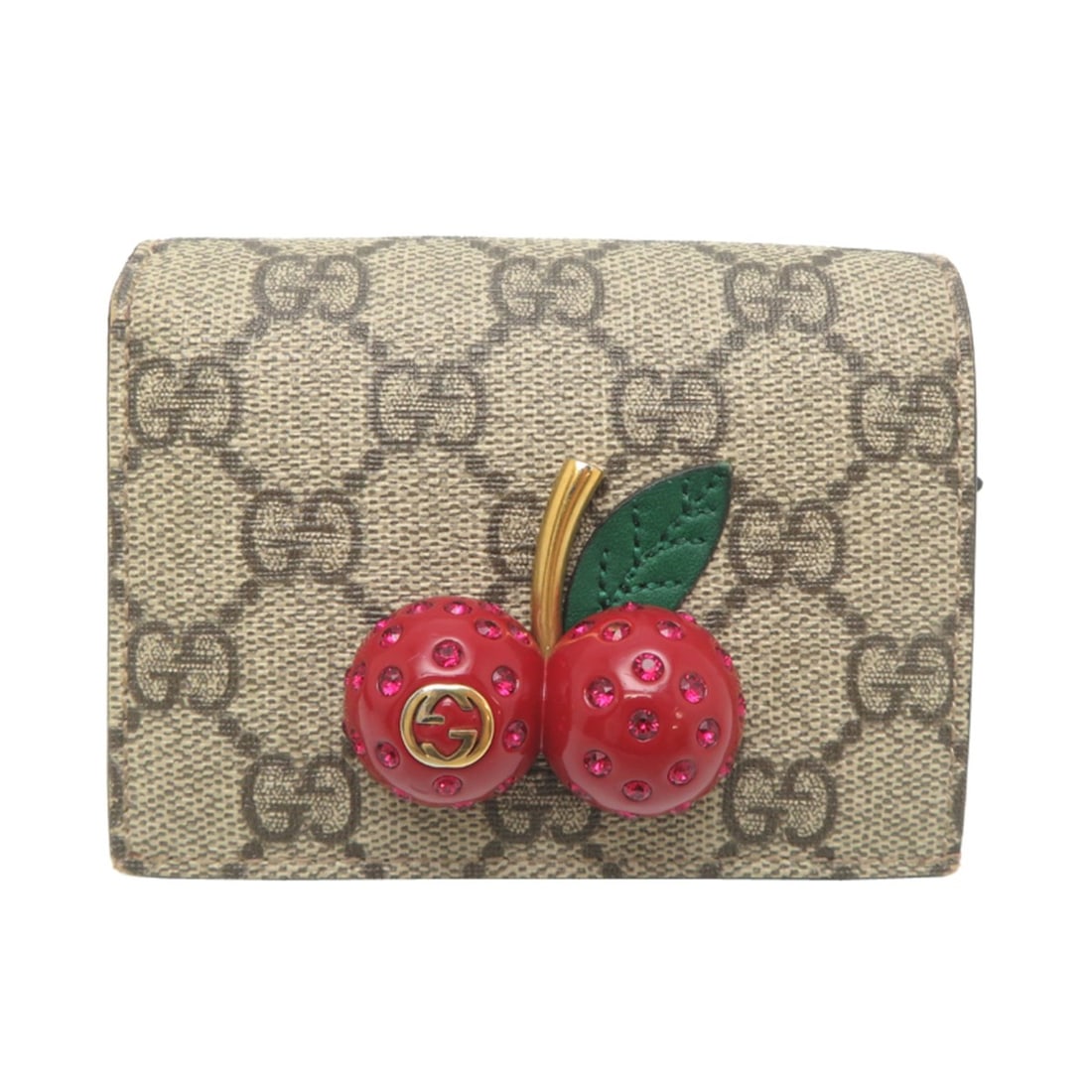 Gucci GG Supreme Compact Cherry Wallet, Women's Bi-fold 476050, Leather, Beige: --- Catalog ---Category: SizeSize (HxWxD): 8cm x 10cm x 2cm / 3.14'' x 3.93'' x 0.78''Category: DesignType: Wallet (bi-fold)Color: BeigeGender: WomenMaterial: Leather Category: GeneralMPN: 476050Brand