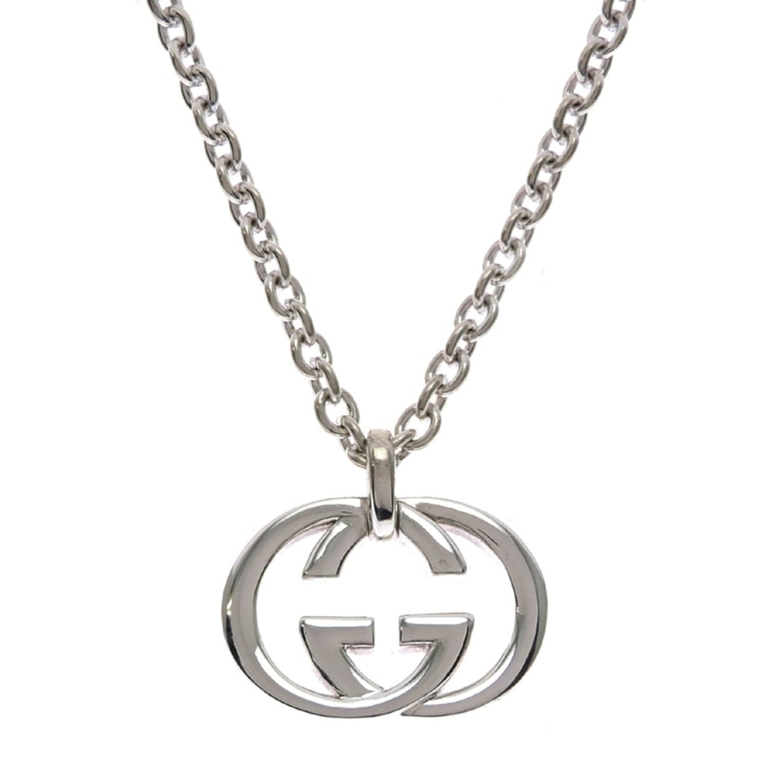 Gucci Interlocking G #50 Women's/Men's Necklace, Sterling Silver 925: --- Catalog ---Category: SizePendant Size: 19mm x 27.5mm / 0.74'' x 1.08''Neck Circumference: 50 cm / 19.68''Category: DesignColor: SilverGender: Men,WomenMaterial: Silver 925Necklace Type: NecklaceCa