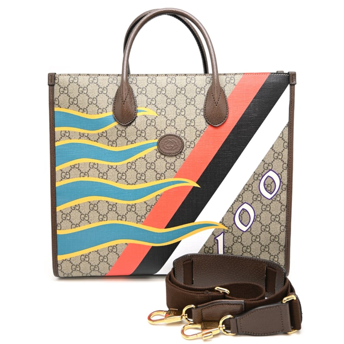 Gucci Geometric Print Medium Tote Bag for Women and Men, 674148 GG Supreme Brown: --- Catalog ---Category: SizeSize (HxWxD): 32cm x 37cm x 15cm / 12.59'' x 14.56'' x 5.9''Category: DesignType: Tote bagColor: Brown, Multi-colorGender: Men,WomenMaterial: GG Supreme Category: GeneralM
