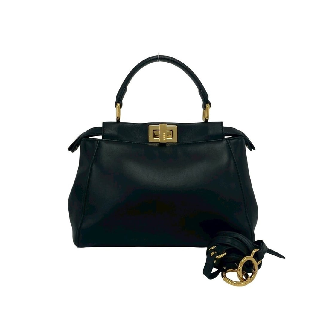 FENDI Peekaboo Mini Turnlock Logo Hardware Leather 2-way Shoulder Bag/Handbag Black 52541: --- Catalog ---Category: SizeSize (HxWxD): 18cm x 23.5cm x 10cm / 7.08'' x 9.25'' x 3.93''Category: DesignType: Handbag, Shoulder bagColor: BlackGender: WomenMaterial: Leather Category: GeneralBrand: 