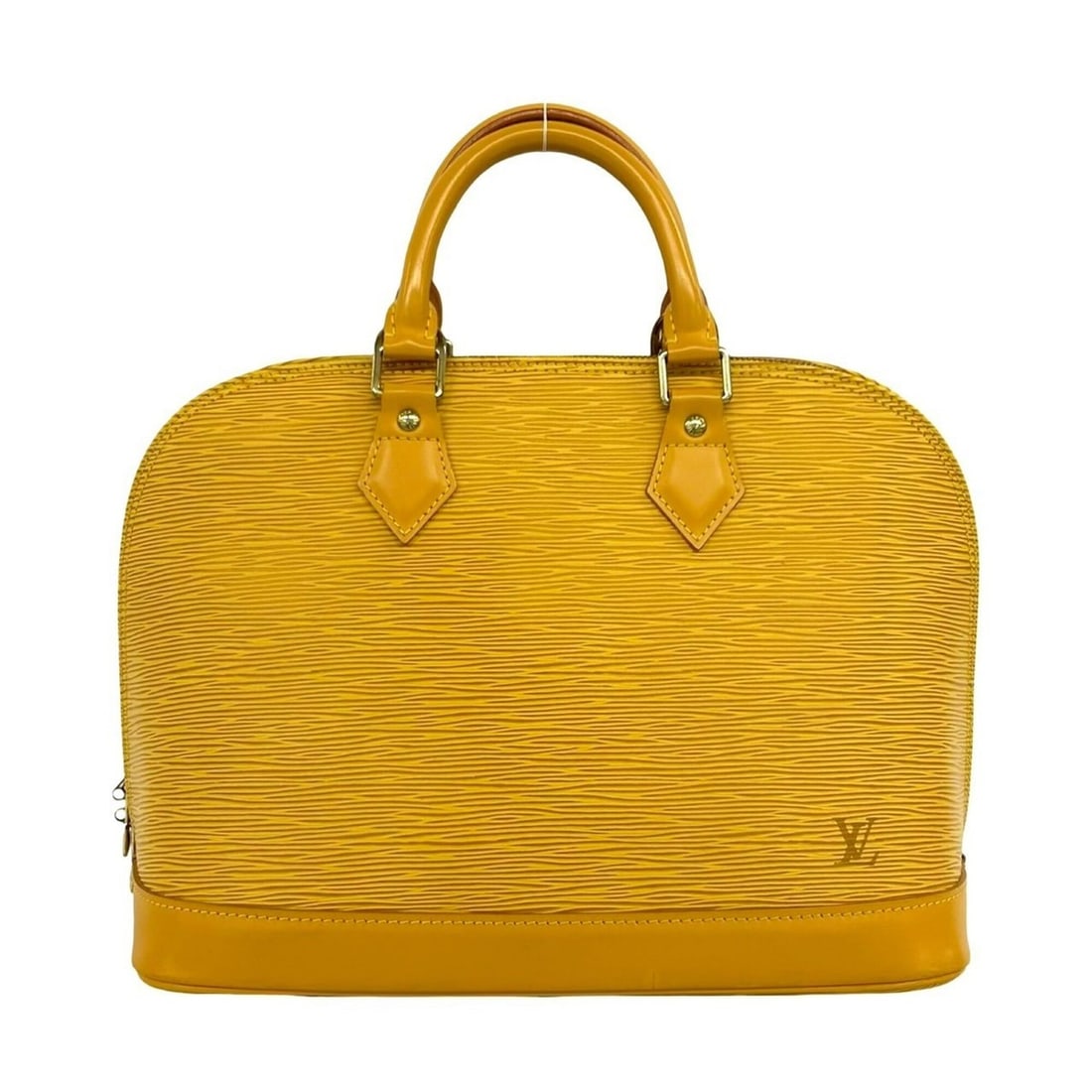 LOUIS VUITTON Alma Epi Leather Round Zip Handbag Mini Boston Bag Tassili Yellow 473-1: --- Catalog ---Category: SizeSize (HxWxD): 23.5cm x 30.5cm x 16cm / 9.25'' x 12'' x 6.29''Category: DesignType: Boston bag, HandbagColor: YellowGender: WomenMaterial: Leather Category: GeneralBrand: L