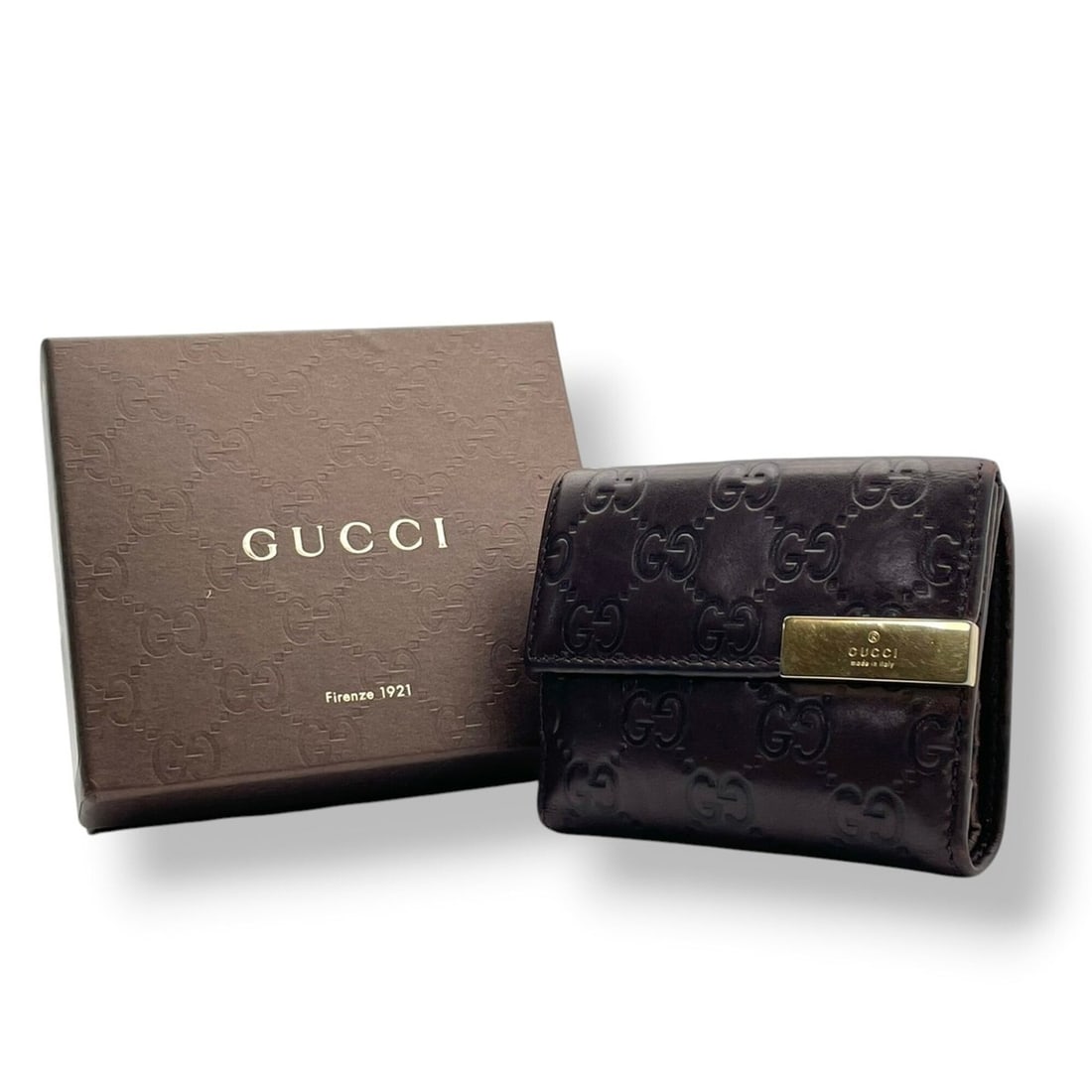 Gucci Bi-fold Wallet, Guccissima Leather, Dark Brown, Women's/Men's W2: --- Catalog ---Category: SizeSize (HxWxD): 8.5cm x 10.5cm x 2cm / 3.34'' x 4.13'' x 0.78''Category: DesignType: Wallet (bi-fold)Color: Dark brownGender: Men,WomenMaterial: Leather Category: GeneralBra