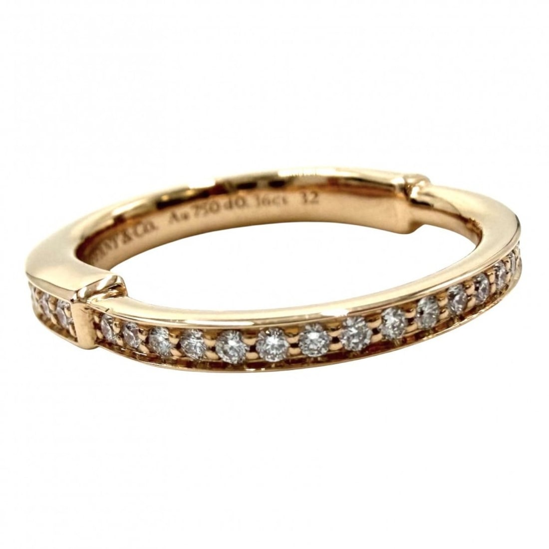 Tiffany & Co. Rock Ring for Men and Women, Au750 18K Pink Gold, Size 32, 0.36ct Diamond, Approx.: --- Catalog ---Category: SizeWidth: 2mm / 0.08''Weight: 3.8g / 0.13oz.JP Size: 8US Size: 4.5Category: DesignType: Band ringStone: DiamondGender: Men,WomenMaterial: Pink gold (18K)Weight (ct.): 0.36Cat