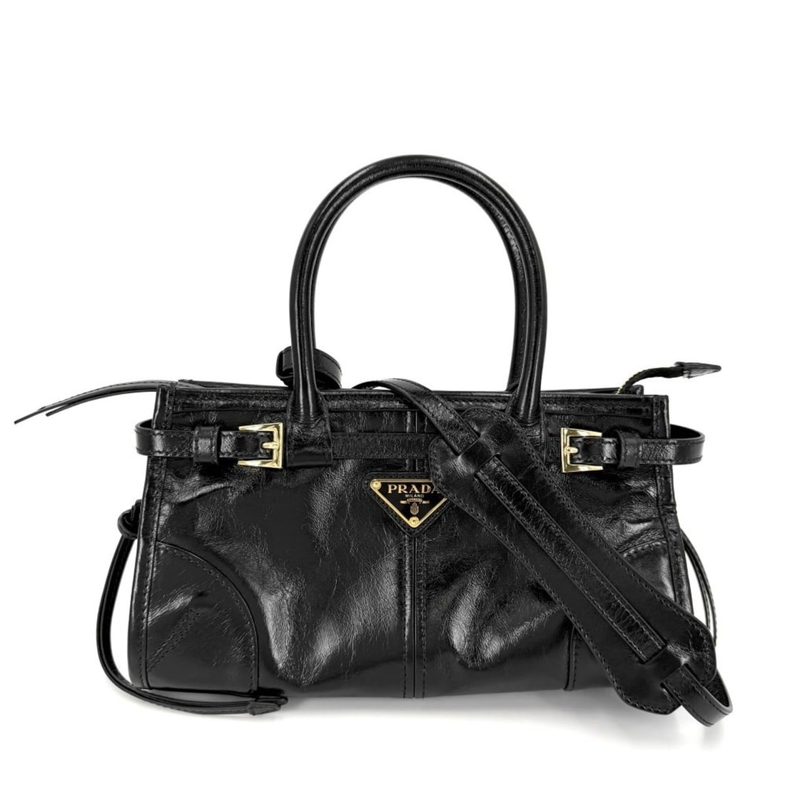 Prada Women's Bonnie Mini Handbag Shoulder Bag Crossbody Triangle Logo Tote PRADA 1BA486 Leather (1 of 10)