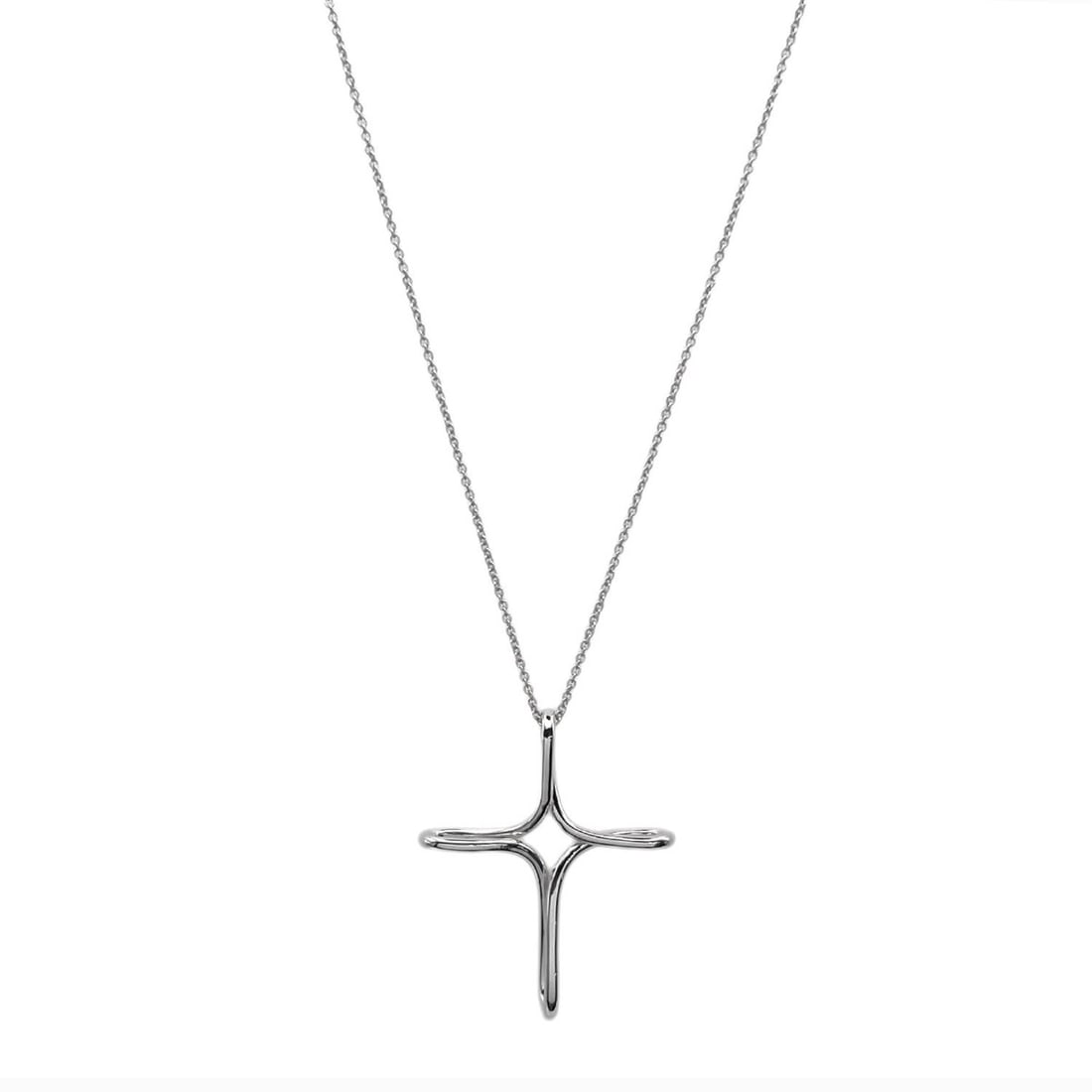 TIFFANY&Co. Tiffany Infinity Cross Elsa Peretti Necklace Pendant Rosary SV925 Men's Women's: --- Catalog ---Category: SizePendant Size: 34mm x 28mm / 1.33'' x 1.1''Neck Circumference: 41 cm / 16.14''Category: DesignColor: SilverGender: Men,WomenMaterial: Silver 925Pendant Type: PendantNecklac