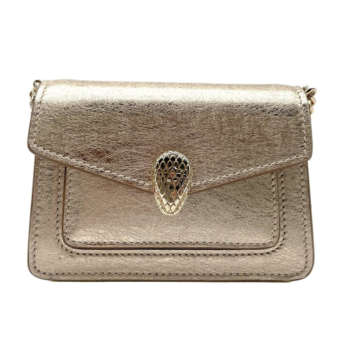 BVLGARI Serpenti Forever Day Tonight Shoulder Bag, Champagne Calfskin, Metal Micro Gold, Women's (1 of 12)