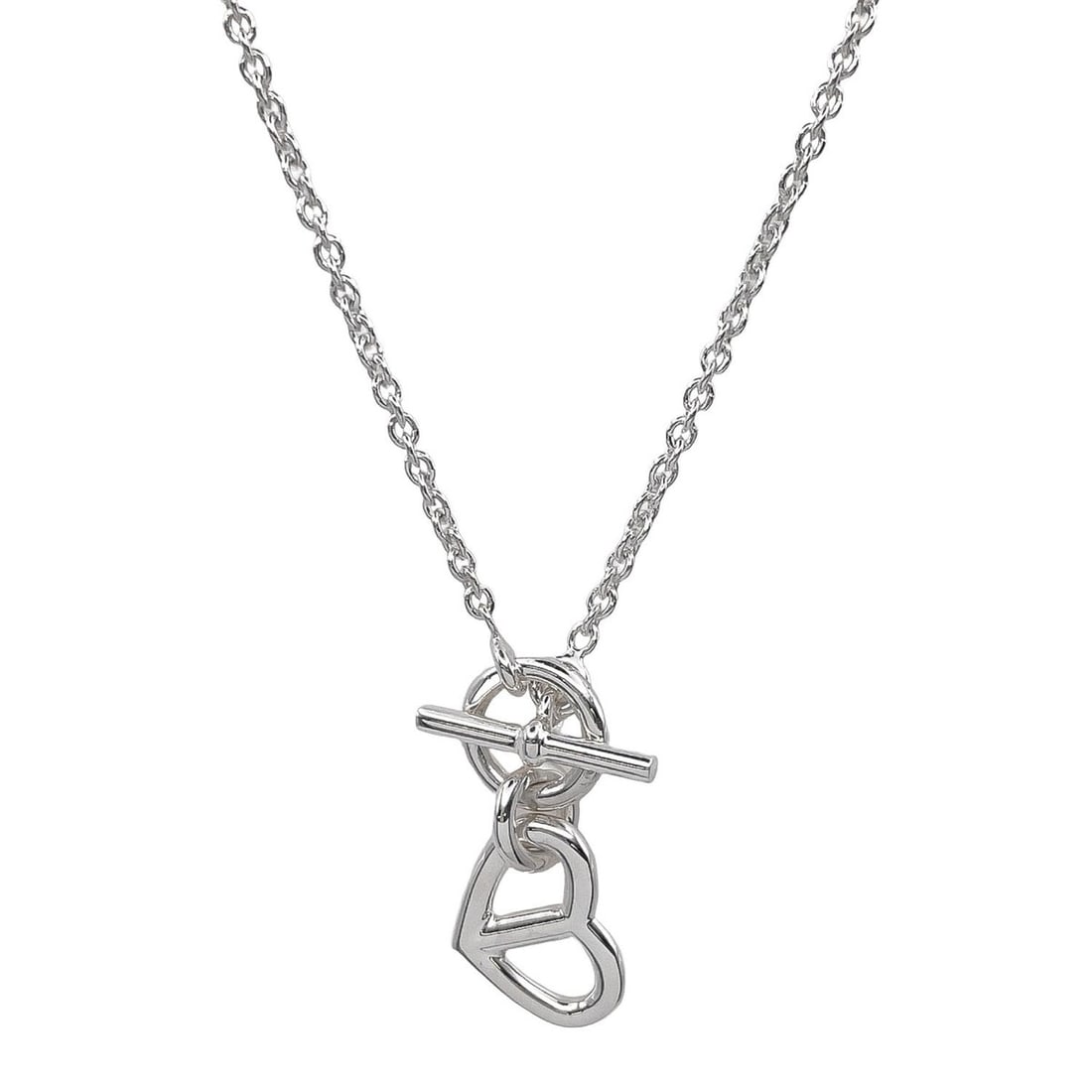 HERMES Amulette Heart Charm Necklace Pendant Chaine d'Ancre SV925 Men's Women's: --- Catalog ---Category: SizePendant Size: 15mm x 12mm / 0.59'' x 0.47''Neck Circumference: 39.5 cm / 15.55''Category: DesignColor: SilverGender: Men,WomenMaterial: Silver 925Pendant Type: PendantNeck